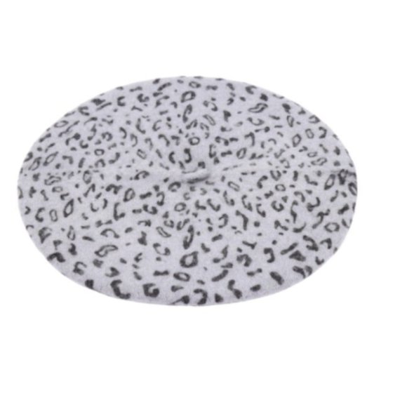 Gray Leopard Beret Hat NWT - Picture 3 of 6